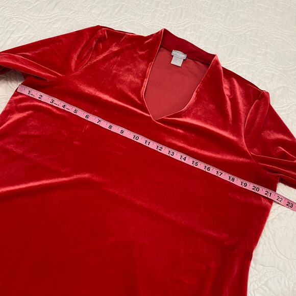 Chicos Red Velvet Long Sleeve Tunic Top Women's Size 2 / L Vamp Whimsigoth - Picture 4 of 7